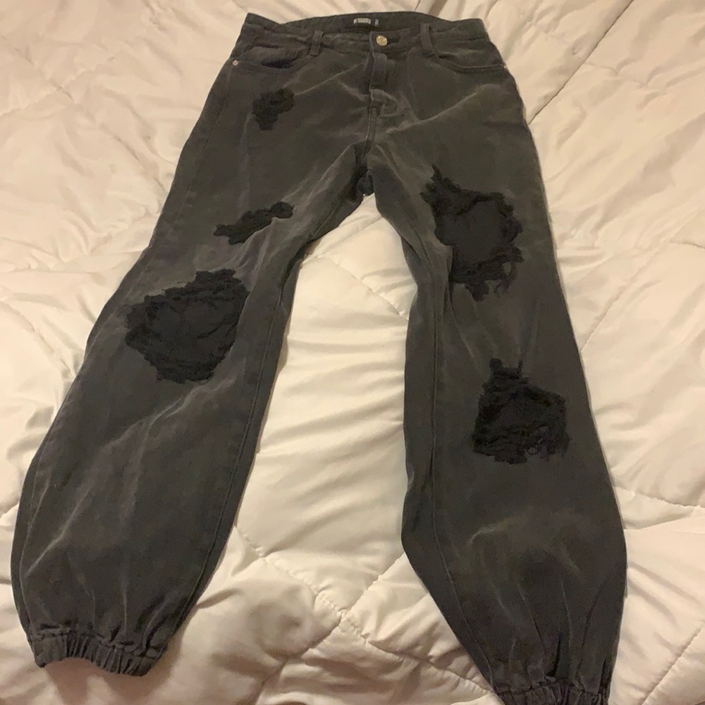 Size 8 Missguided Black ripped joggers